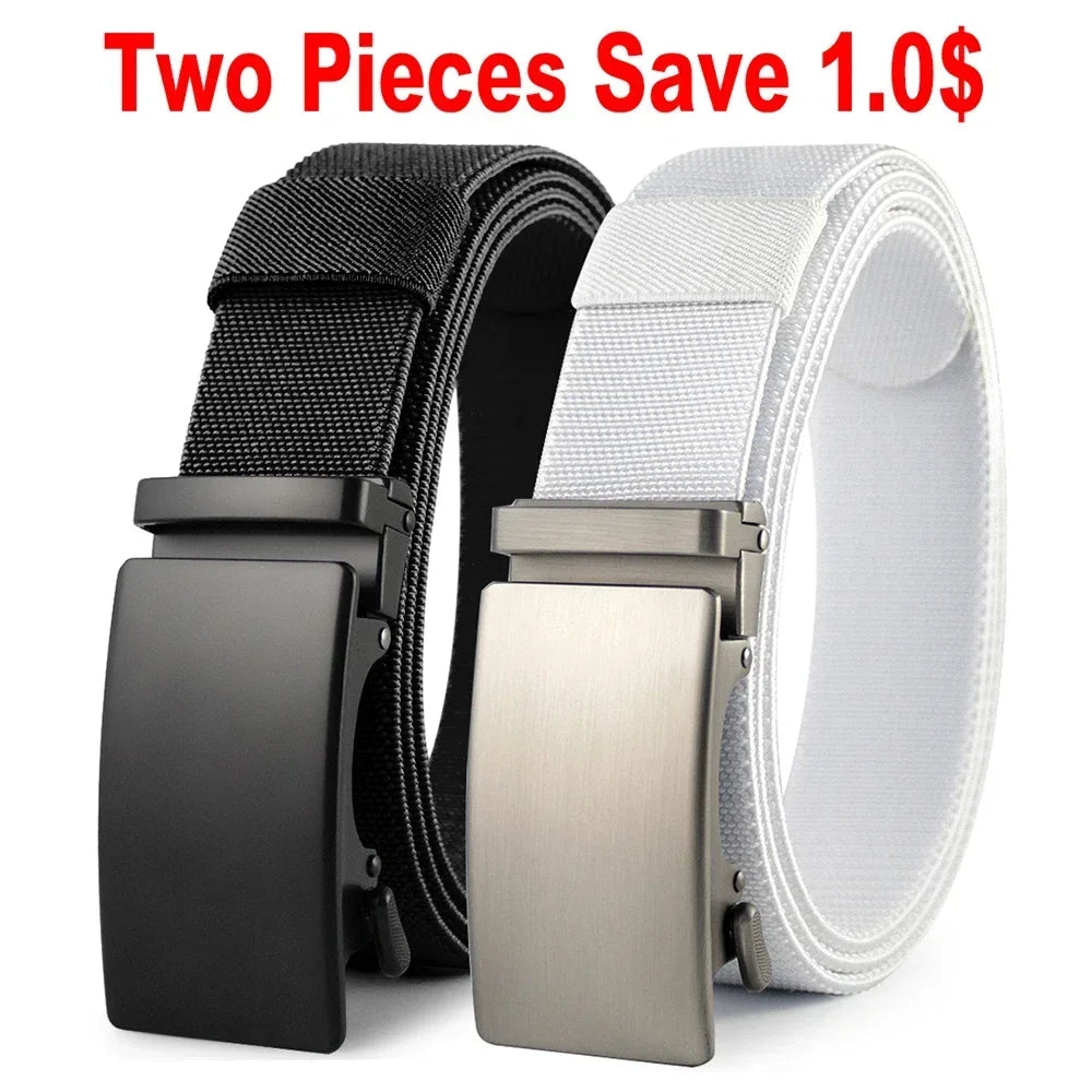 Golf Sports Elastic Belt Tactical Belt Metal Automatic Buckle Tough Stretch Nylon Men Military Belt 115-135CM Big Size Belts