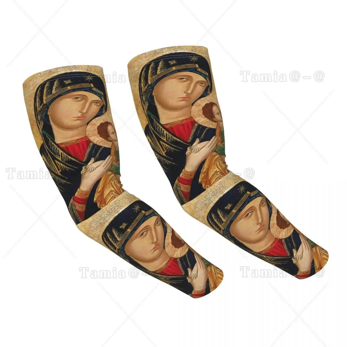 Our Lady Of Guadalupe Cooling Arm Sleeves for Men Women Catholic Virgin Mary Sports Running Tattoo Cover Up