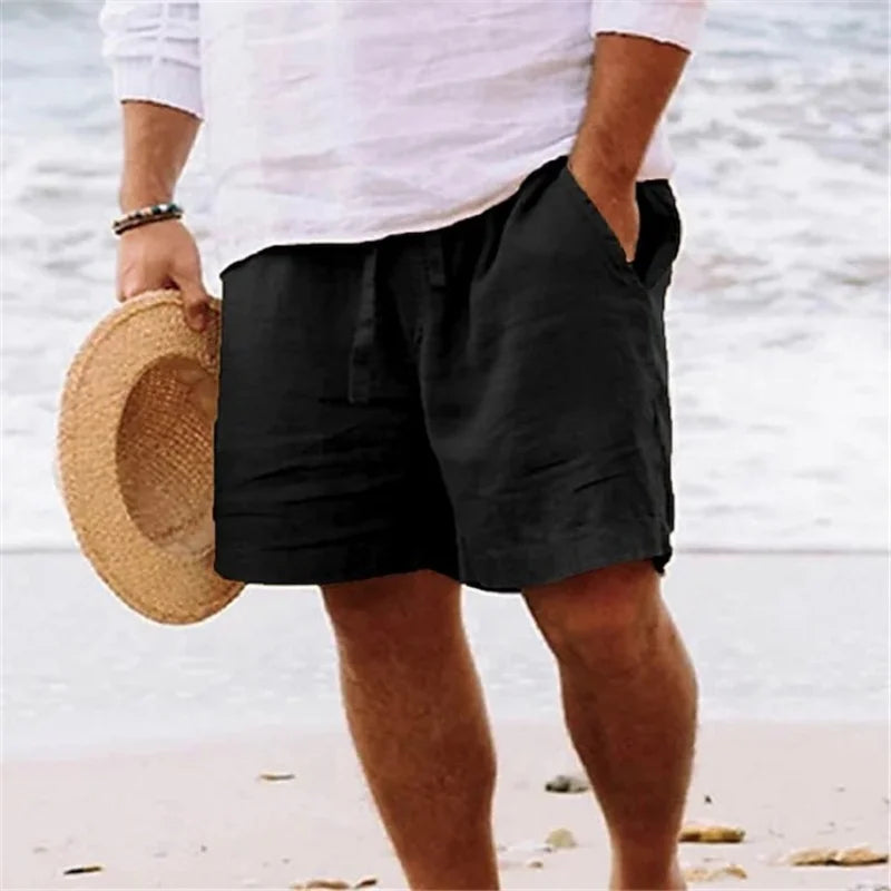 Golf shorts linen shorts men summer thin loose casual cotton and linen pants light mature style suit cropped pants trendy