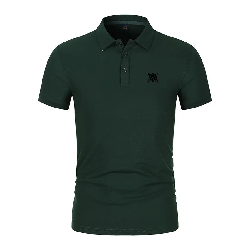 Men's Golf T-shirt Business Casual Short Sleeved Polo Collar, Summer Simple and Fashionable Printed T-shirt Top