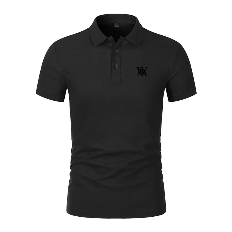 Men's Golf T-shirt Business Casual Short Sleeved Polo Collar, Summer Simple and Fashionable Printed T-shirt Top