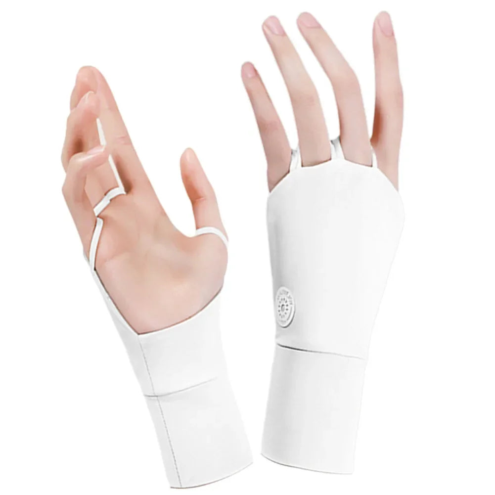 Women Protector Golf Gloves Cool Breathable Open Fingered Gloves Ice Silk Hollow Palm for Outdoor Practice Half Finger Glove