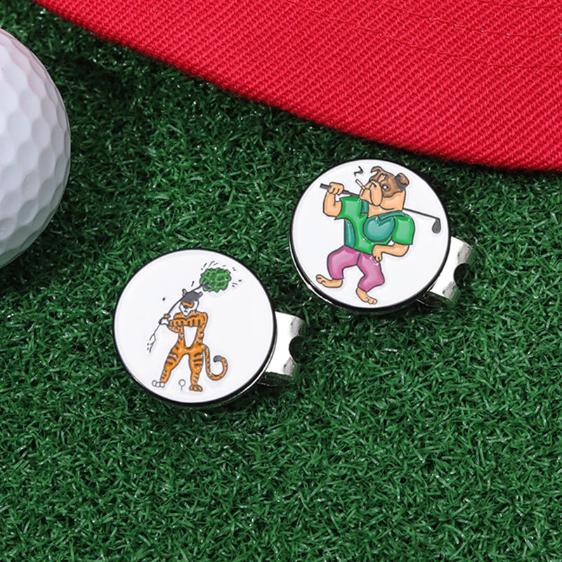 Golf Ball Marker Magnetic Hat Clips Funny Cartoon Cap Accessories for Golf Baseball Cap Decorative Jewelry Gift for Golf Lover