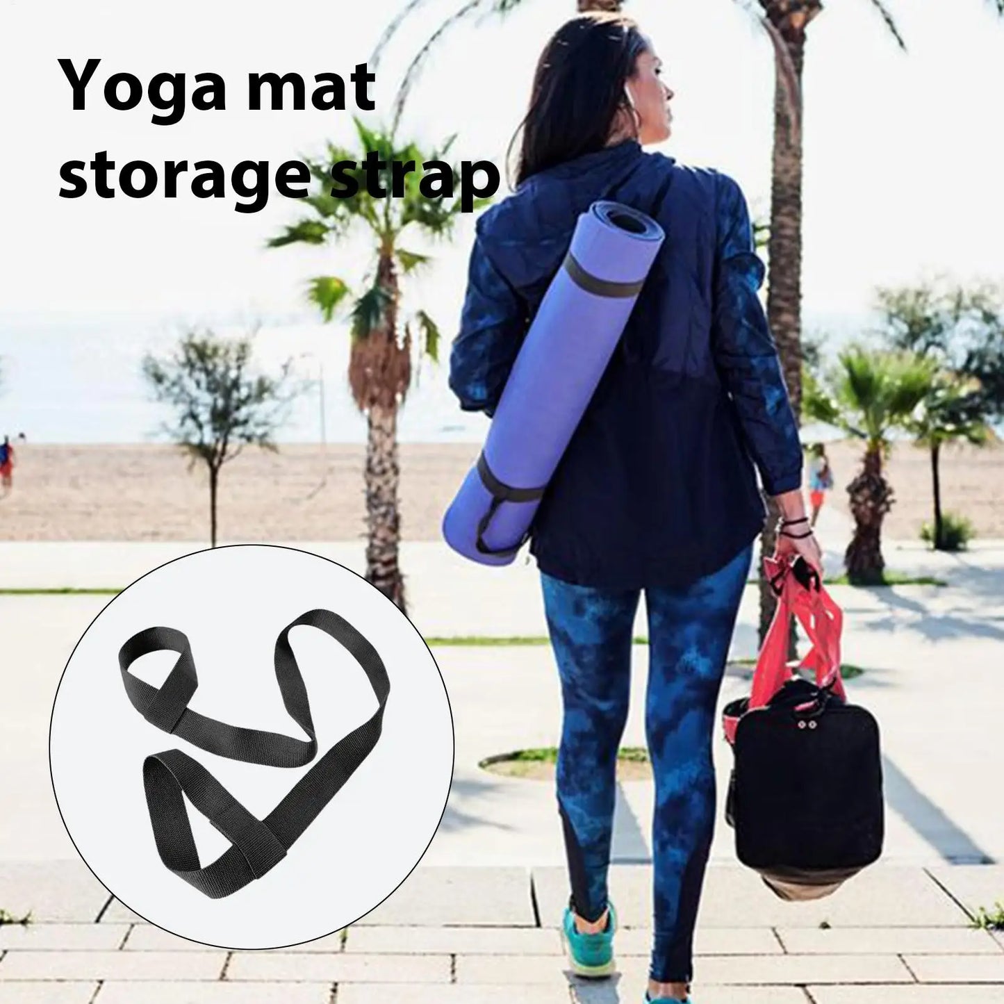 Portable Yoga Mat Belts Yoga Mat Shoulder Carrier Adjustable Yoga Straps Exercise Stretch Yoga Belts Fitness Gym Sports Rope