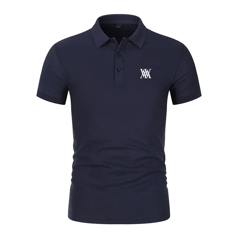 Men's Golf T-shirt Business Casual Short Sleeved Polo Collar, Summer Simple and Fashionable Printed T-shirt Top