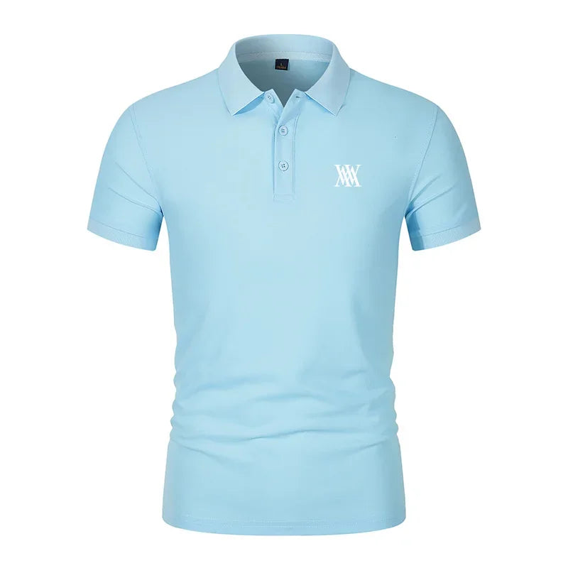 Men's Golf T-shirt Business Casual Short Sleeved Polo Collar, Summer Simple and Fashionable Printed T-shirt Top
