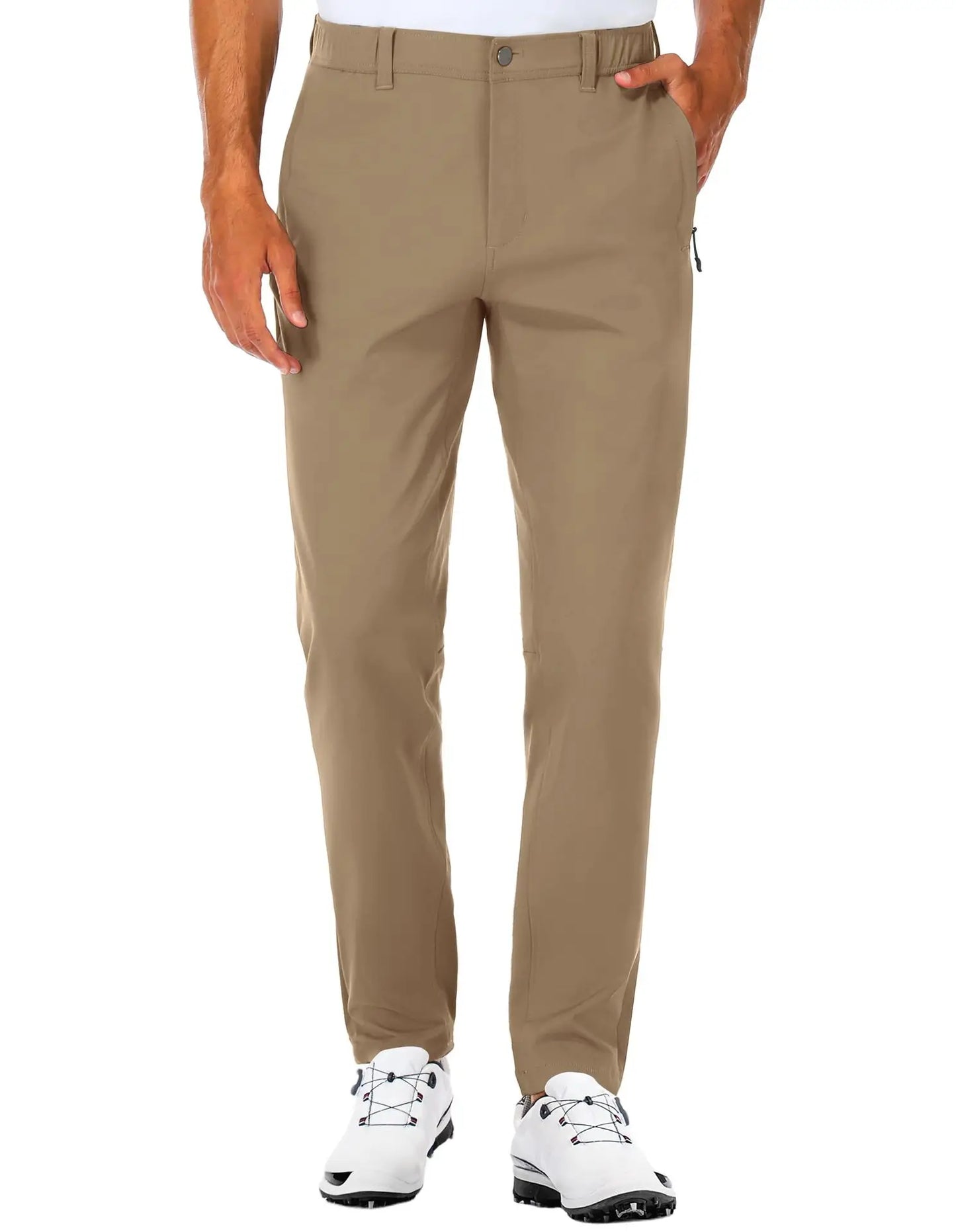 Men's Slim Fit Golf Pants Elastic Slim Fit Tapered Lightweight Hiking Pants Casual Pants with Pockets Outdoor Golf Trousers