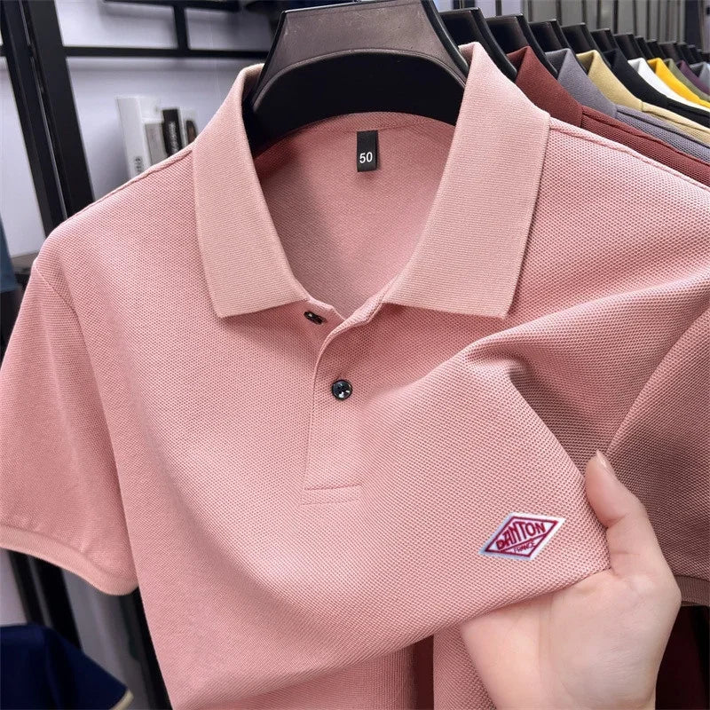 Men's golf shirt - Cool summer collared round-neck shirt - Short-sleeved top - Golf clothing - Men's shirt