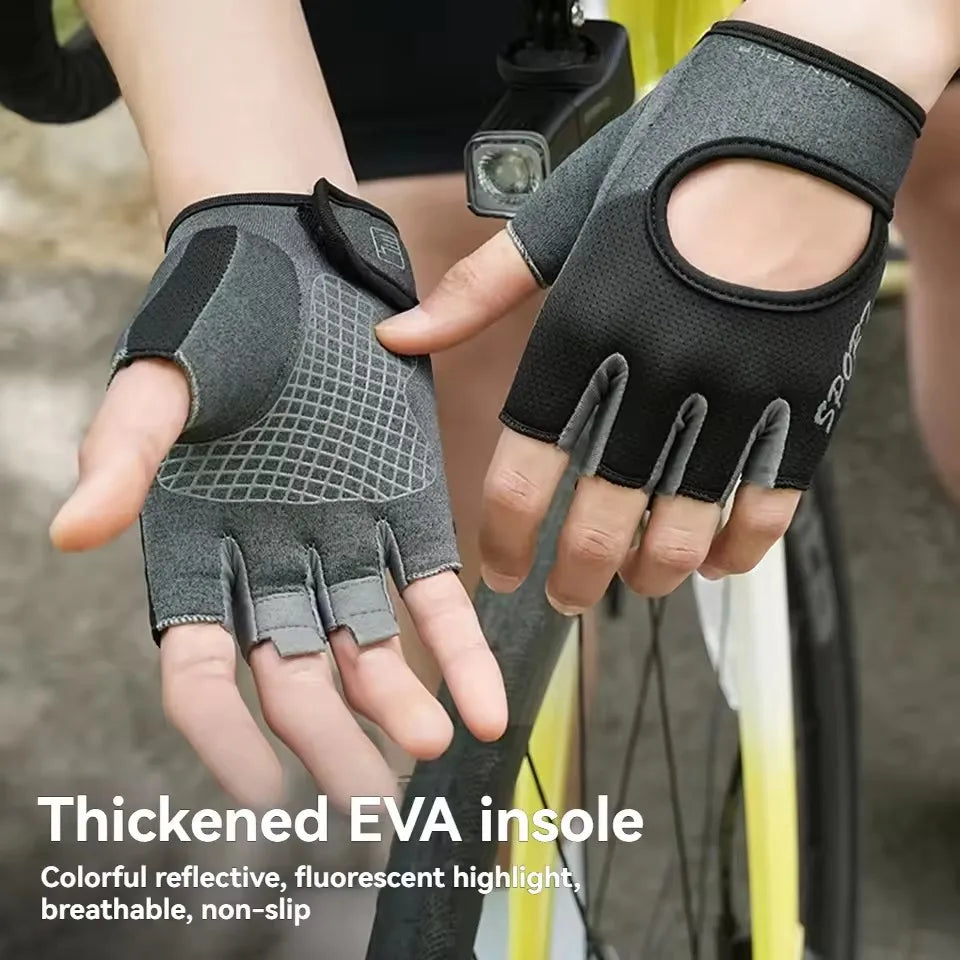 Fitness Sports Gloves Anti-Slip Shock-Absorbing Half Finger for Outdoor Durable Breathable Outdoor Sports Gloves
