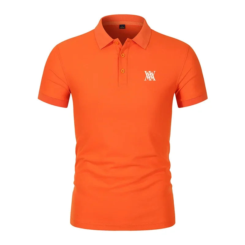 Men's Golf T-shirt Business Casual Short Sleeved Polo Collar, Summer Simple and Fashionable Printed T-shirt Top