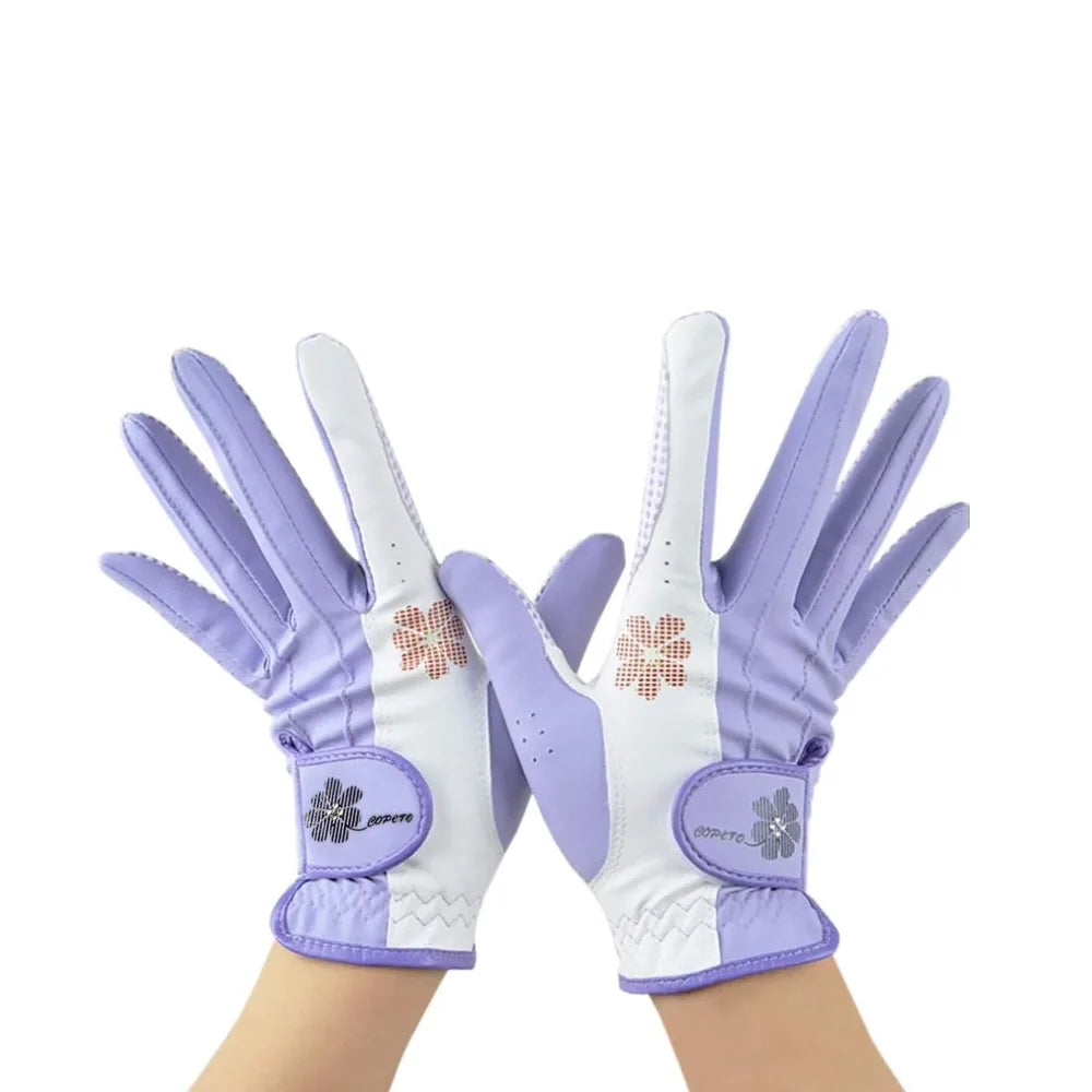 A Pair Anti-slip Golf Gloves Breathable Enhanced Grip Ladies Golf Gloves Comfortable Soft Flex Golf Accessories Gift for Golfers