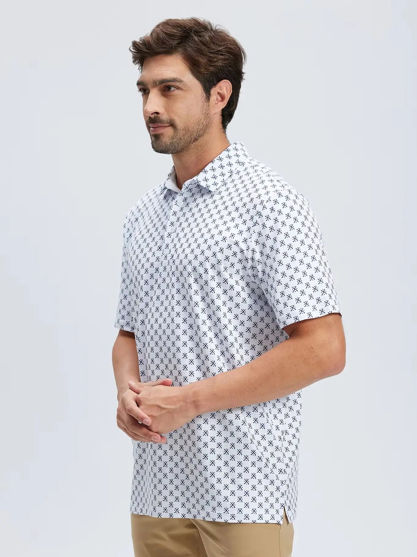 Summer Mens Golf Polo Shirts Quick Dry Print Tee Shirts Moisture Wicking Performance T-shirt Business Casual Polo Shirt