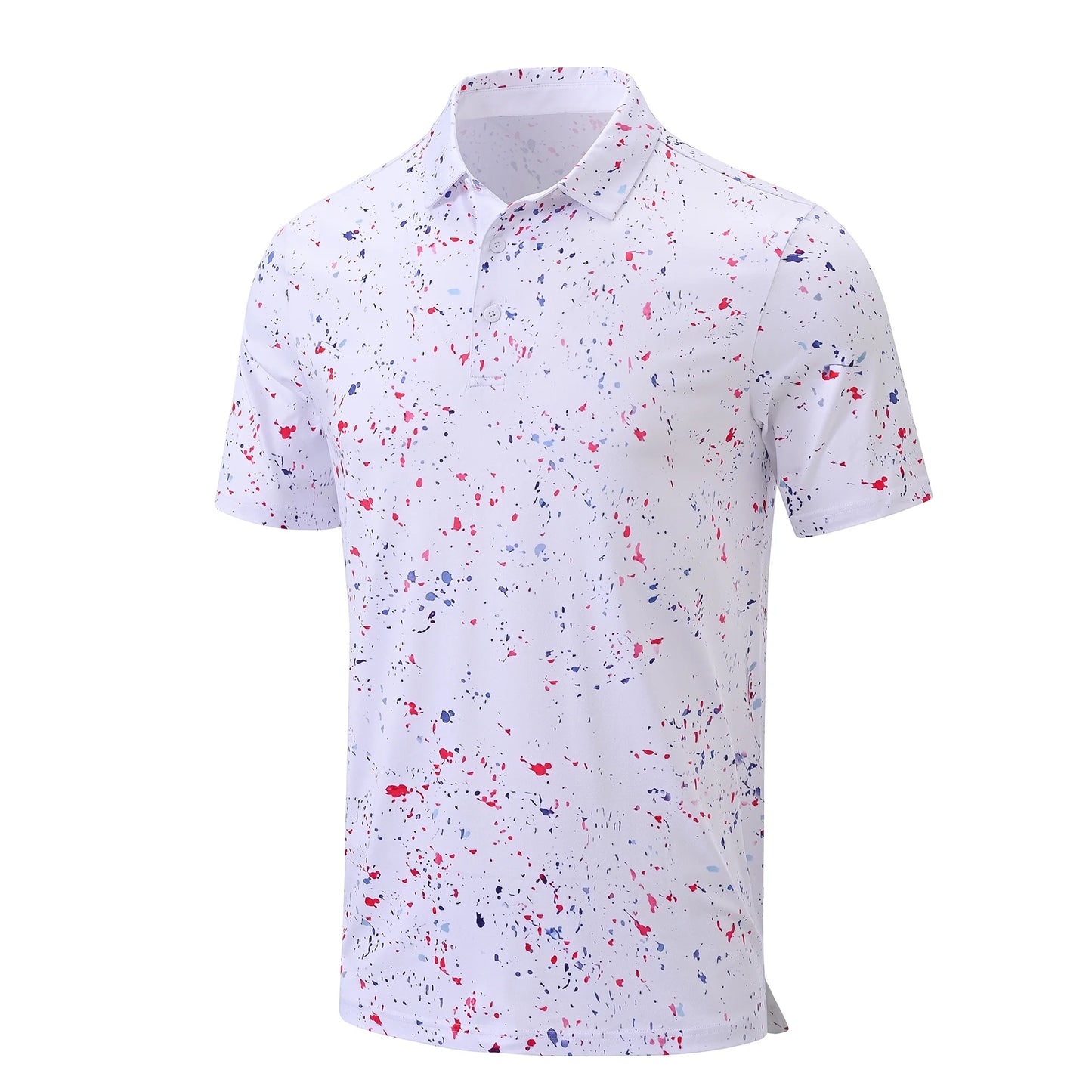 Summer Mens Golf Polo Shirts Quick Dry Print Tee Shirts Moisture Wicking Performance T-shirt Business Casual Polo Shirt