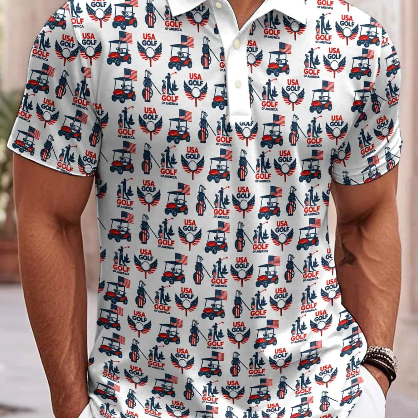 2026 Latest Men's 3D Printed Short Sleeve Shirt - American Golf Theme Pattern - Comfortable, Breathable, Quick-Drying