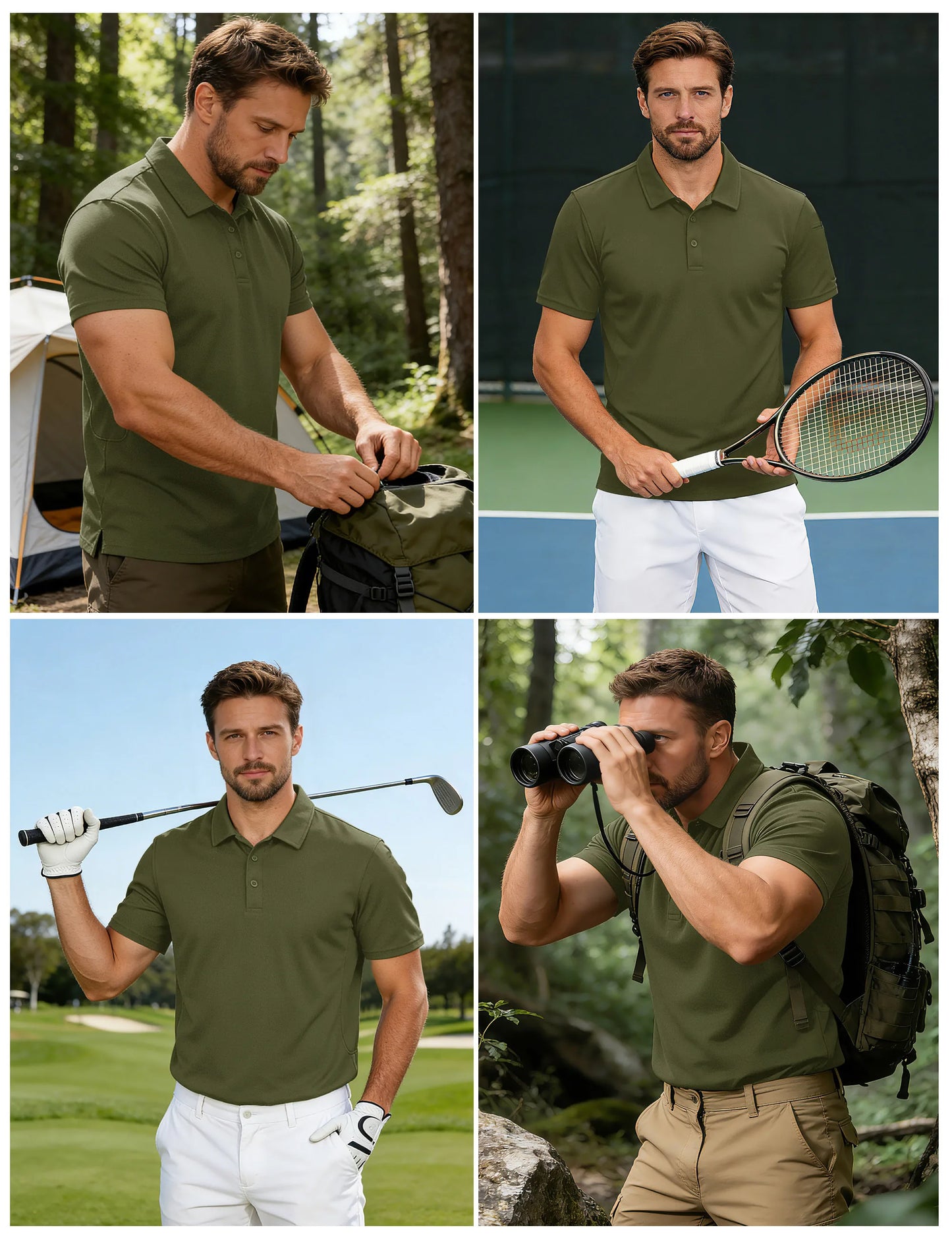 MAGCOMSEN Mens Polo Shirts Short Sleeve Quick Dry Breathable Pique Golf Shirt Tactical Collared Casual Work Shirt