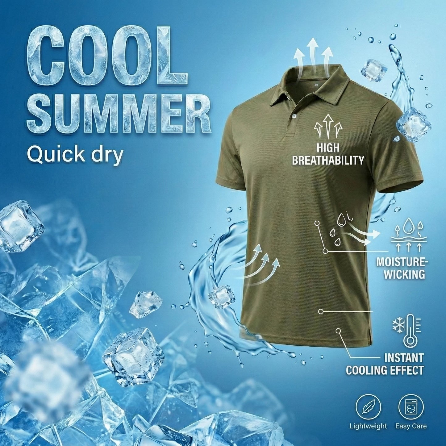 Summer Golf Shirts for Men Quick Dry Polo Shirts for Men Short Sleeve Mesh Breathable Moisture Wicking Casual T Shirt