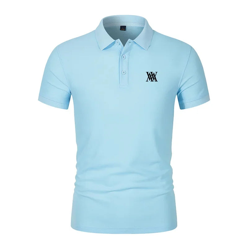 Men's Golf T-shirt Business Casual Short Sleeved Polo Collar, Summer Simple and Fashionable Printed T-shirt Top