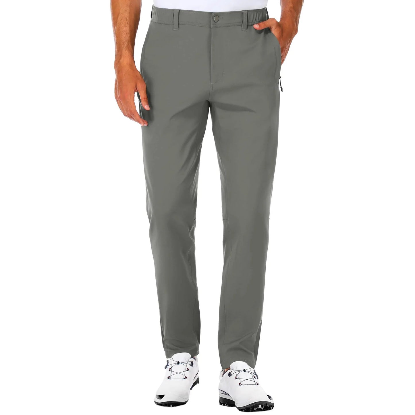 Men's Slim Fit Golf Pants Elastic Slim Fit Tapered Lightweight Hiking Pants Casual Pants with Pockets Outdoor Golf Trousers