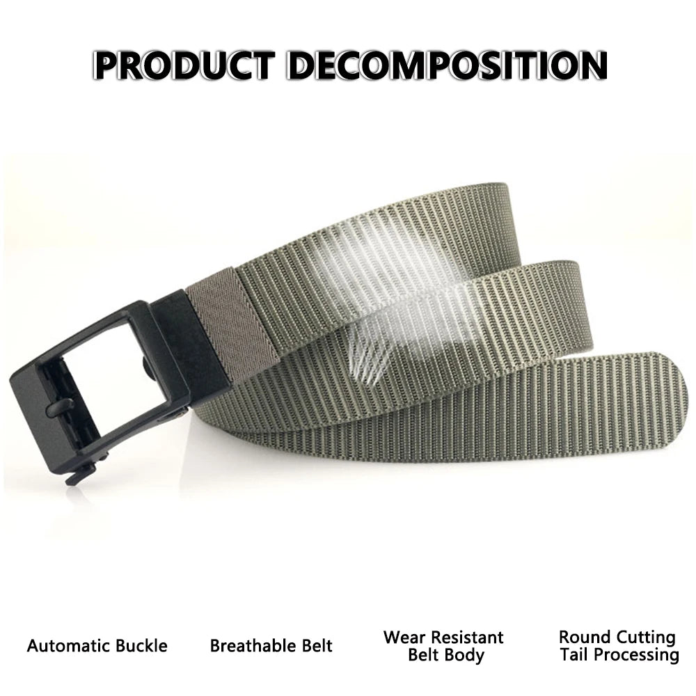 TUSHI New Golf Sports Belt for Men Tactical Belt Metal Automatic Buckle Tough Nylon Men Military Belt 120-150CM Big Size Belts
