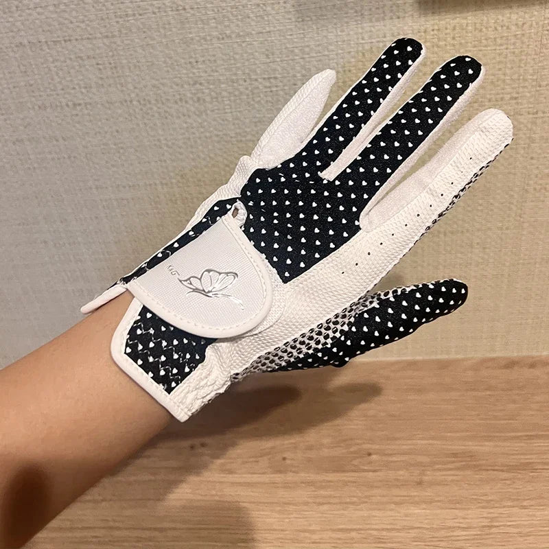 Golfist 1 Pair Golf Gloves for Women's Anti-Slip Sheepskins Golfs Gloves Soft Breathable Mittens Sunscreen Training Handcover