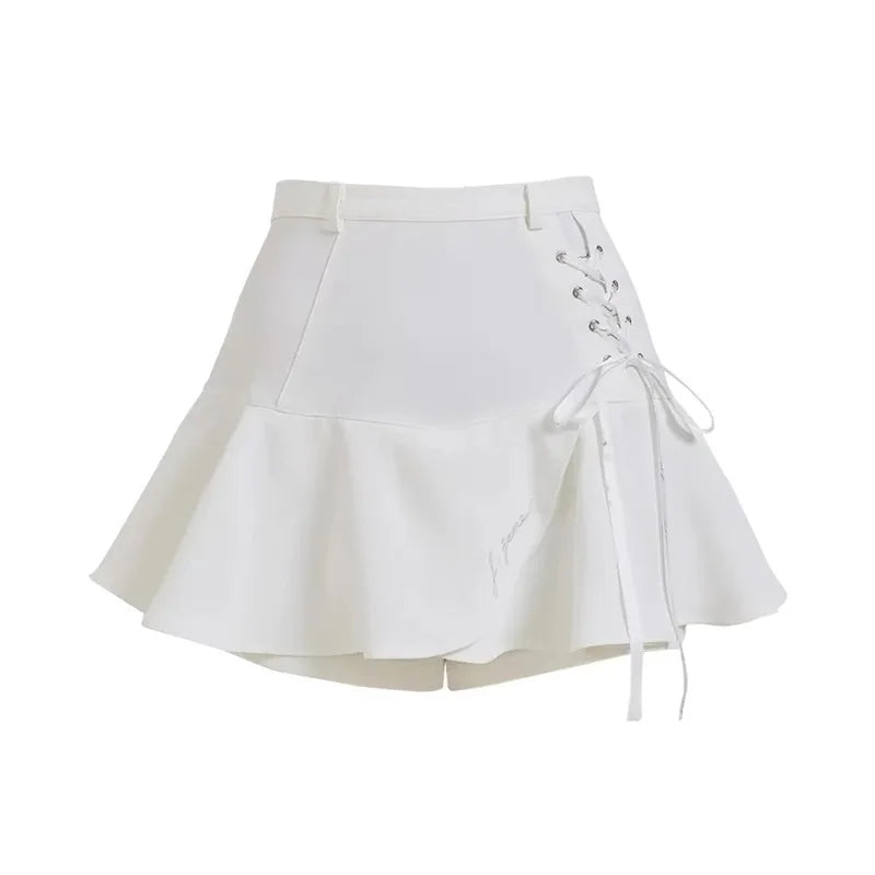 2025 Golf Women Short Sleeve Tops Lapel Sleeveless Golf T-shirts Quick-dry Breathable Shirts Lace Up Pleated Golf Skirt Outfit