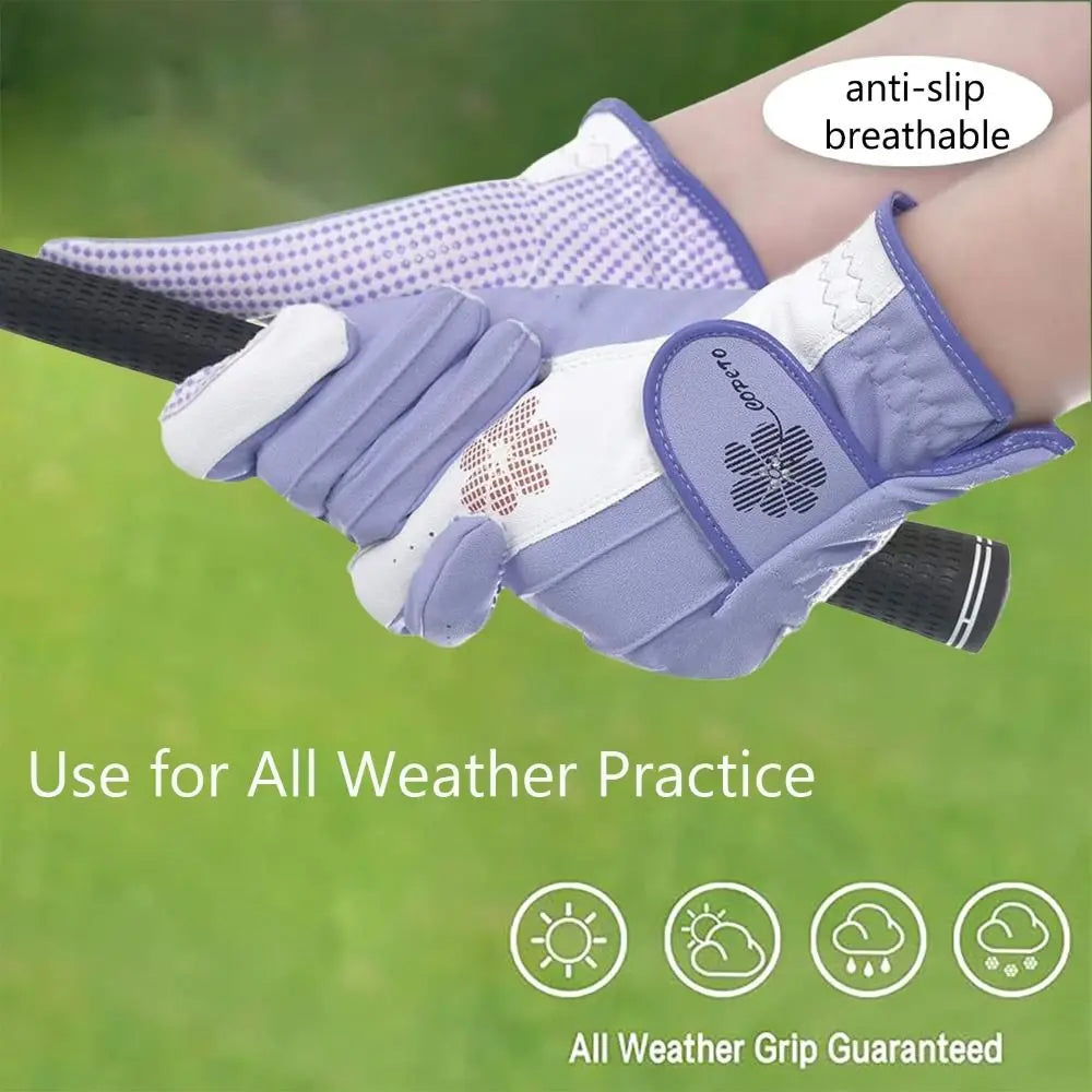 A Pair Anti-slip Golf Gloves Breathable Enhanced Grip Ladies Golf Gloves Comfortable Soft Flex Golf Accessories Gift for Golfers