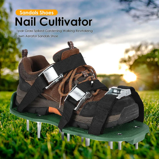 Gardening Walking Garden Yard Grass Cultivator Scarification Aerator Nail Shoes