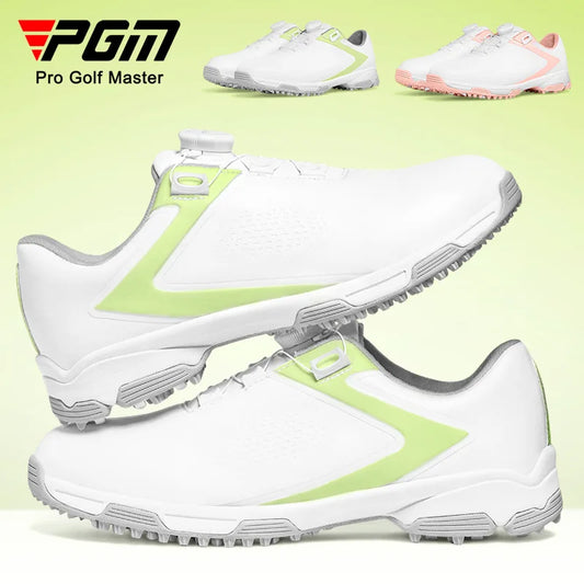 PGM New Golf Shoes Women Waterproof Knob Lace Sports Shoes Golf Anti Slip Studs Ladies Casual Sneakers Lightweight Footwear