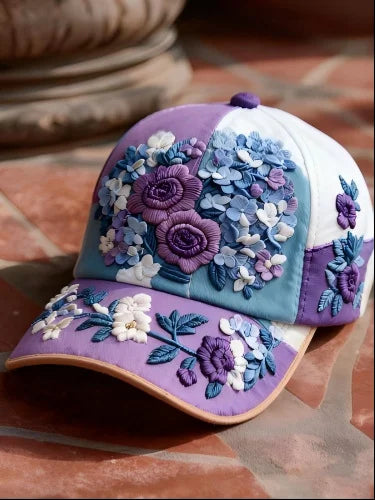 Elegant and elegant women's baseball Creative Gift Polyester Unisex Hat Vintage Breathable Floral Cap  Retro Embroidered Hat