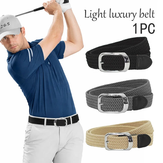 Men’s Elastic Woven Belt, Stretch Braided Golf Belt, Breathable, Non-Restrictive, Adjustable Fit, Wide Design, Multi-Color, Perf