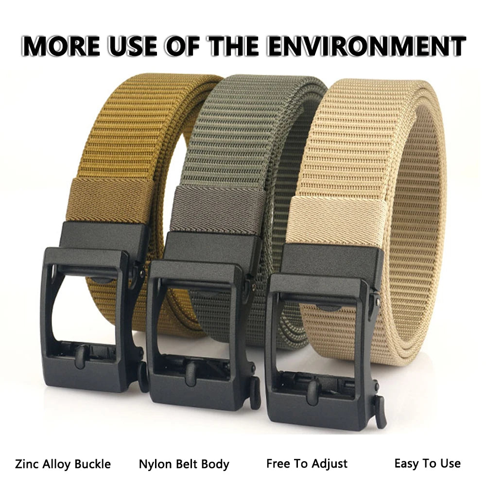 TUSHI New Golf Sports Belt for Men Tactical Belt Metal Automatic Buckle Tough Nylon Men Military Belt 120-150CM Big Size Belts