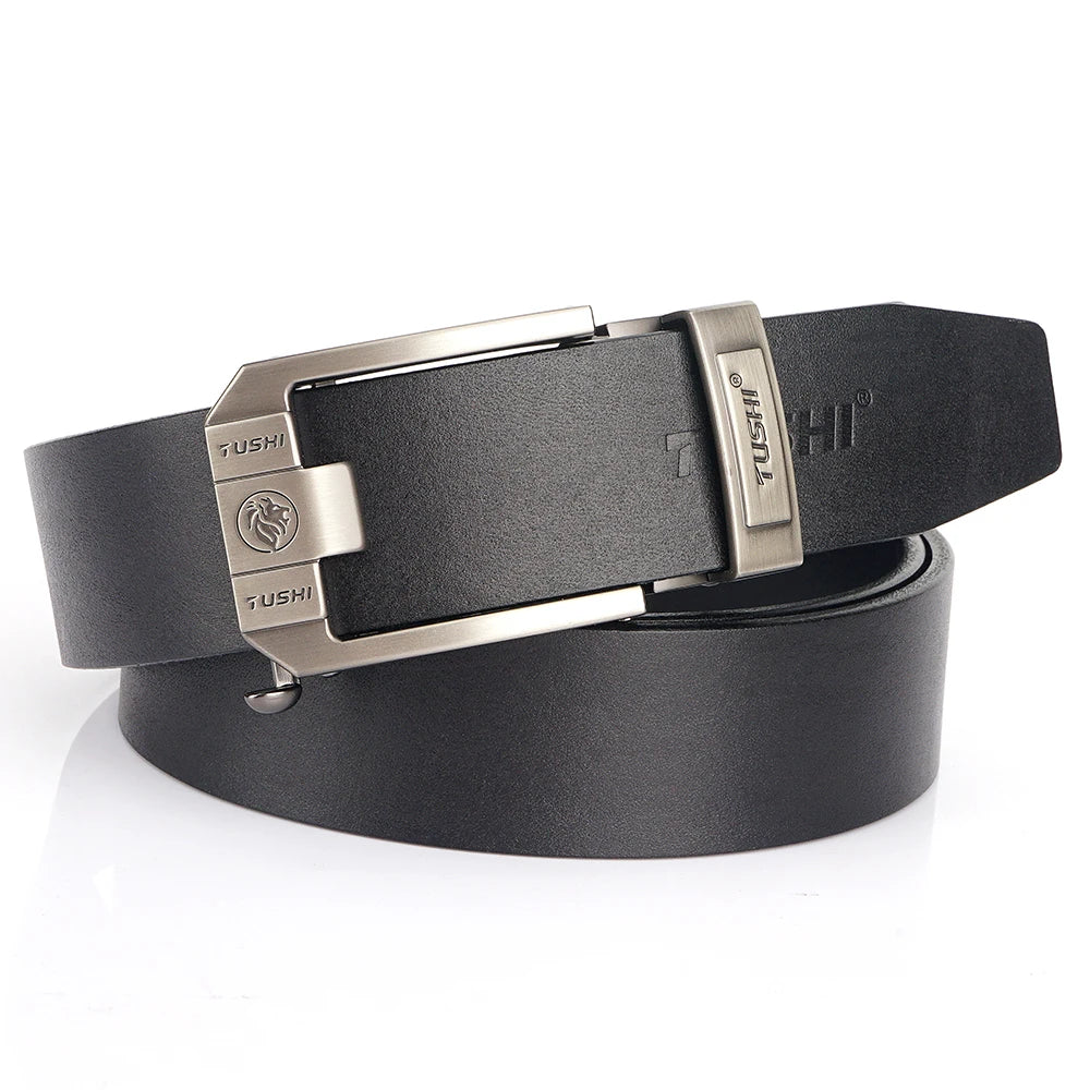 TUSHI New Golf Sports Belt For Men Belts Quality Genuine Luxury Leather Belt Male Metal Automatic Buckle Jeans Ratchet Belts