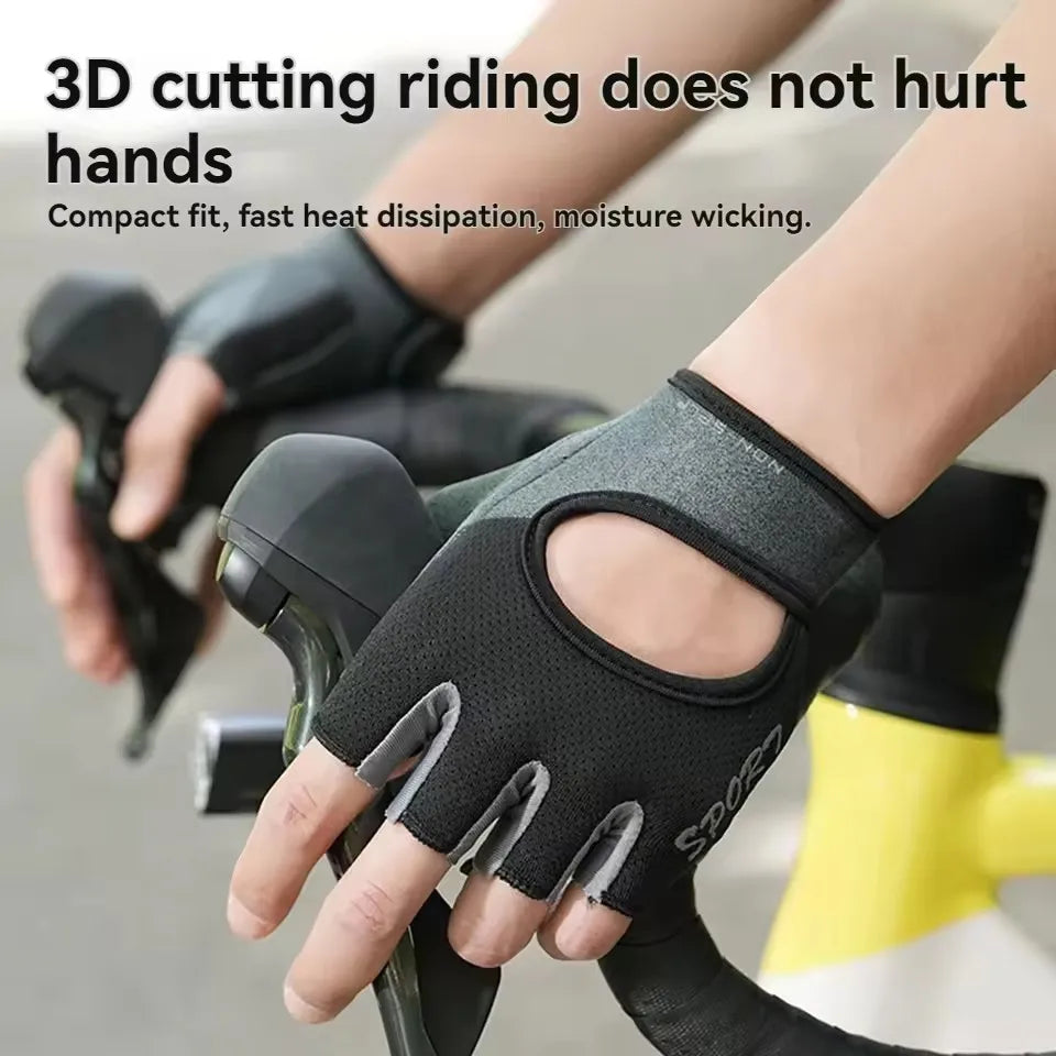 Fitness Sports Gloves Anti-Slip Shock-Absorbing Half Finger for Outdoor Durable Breathable Outdoor Sports Gloves