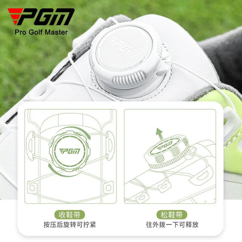 PGM New Golf Shoes Women Waterproof Knob Lace Sports Shoes Golf Anti Slip Studs Ladies Casual Sneakers Lightweight Footwear