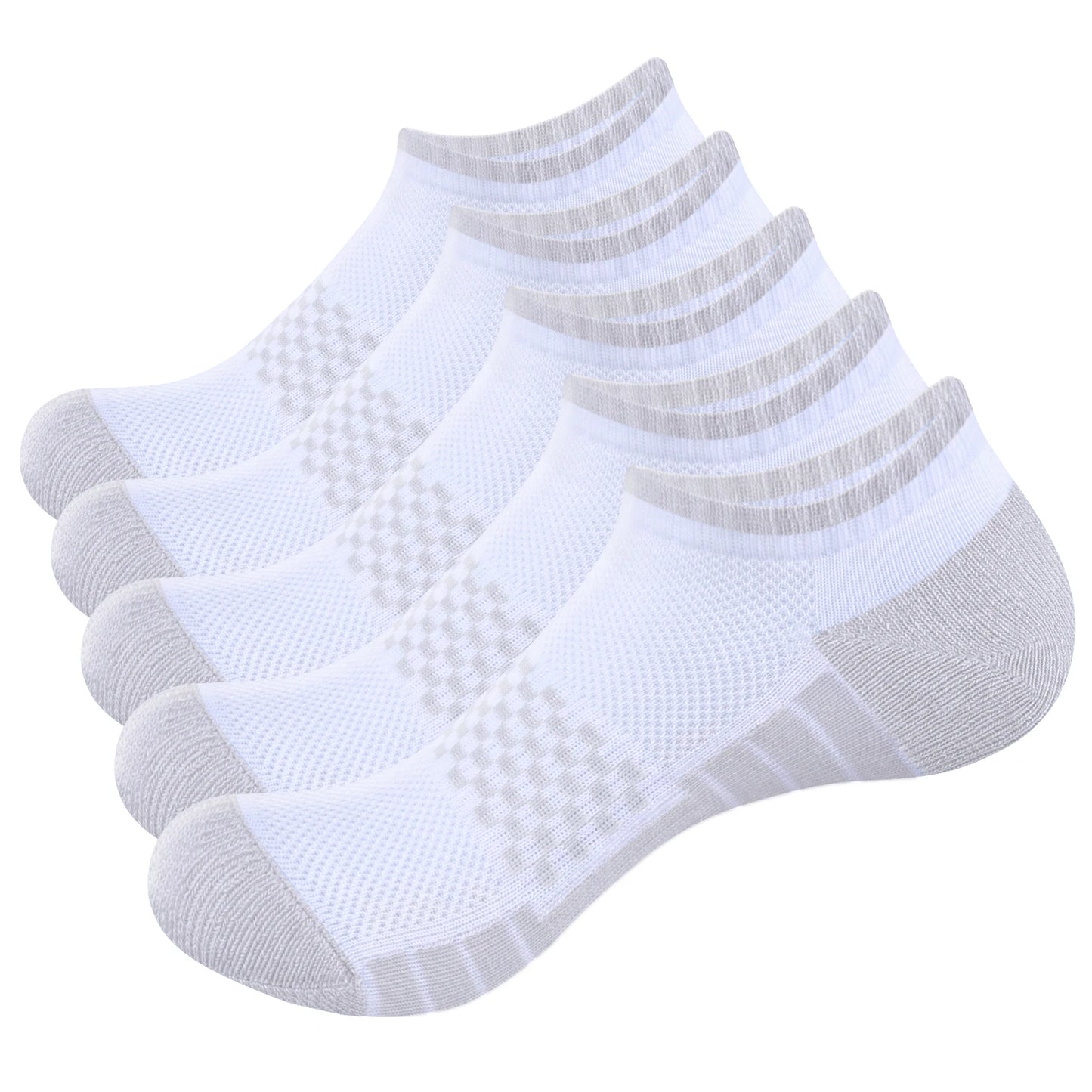 YUEDGE Mens Trainer Socks, Sweat Wicking Anti-Odor Breathable Cotton Low Cut Ankle Gym Golf Athletic Running Sports Socks