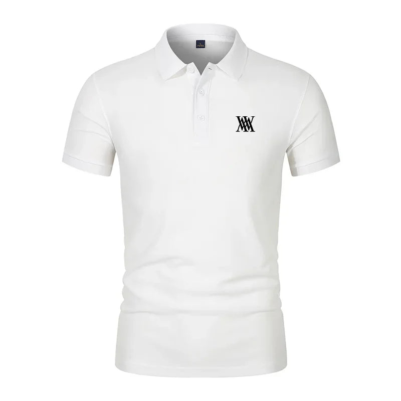 Men's Golf T-shirt Business Casual Short Sleeved Polo Collar, Summer Simple and Fashionable Printed T-shirt Top