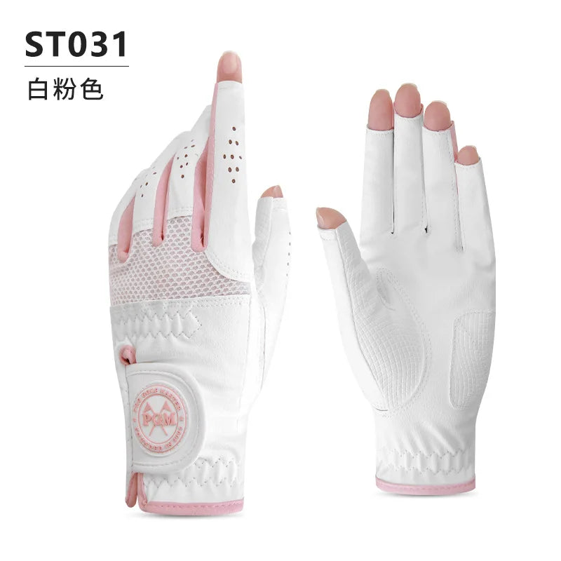 PGM Women Golf Gloves 1 Pair Made of Microfiber Fabric Breathable Wear-resistant Anti Slip Soft Color Matching ST031/ST034