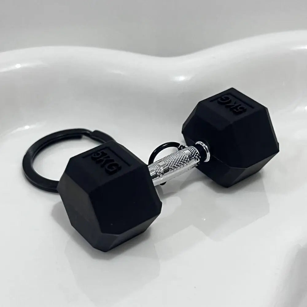 Fitness Equipment Dumbbell Keychain PVC Alloy Bag Charm Sports Key Ring Hanging Ornament Mini Barbell Pendant