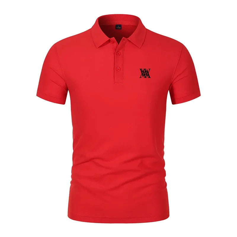 Men's Golf T-shirt Business Casual Short Sleeved Polo Collar, Summer Simple and Fashionable Printed T-shirt Top