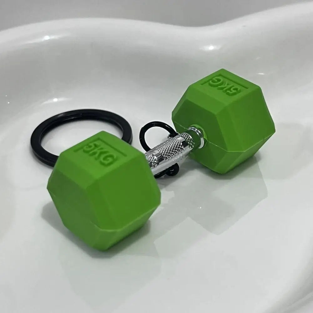 Fitness Equipment Dumbbell Keychain PVC Alloy Bag Charm Sports Key Ring Hanging Ornament Mini Barbell Pendant