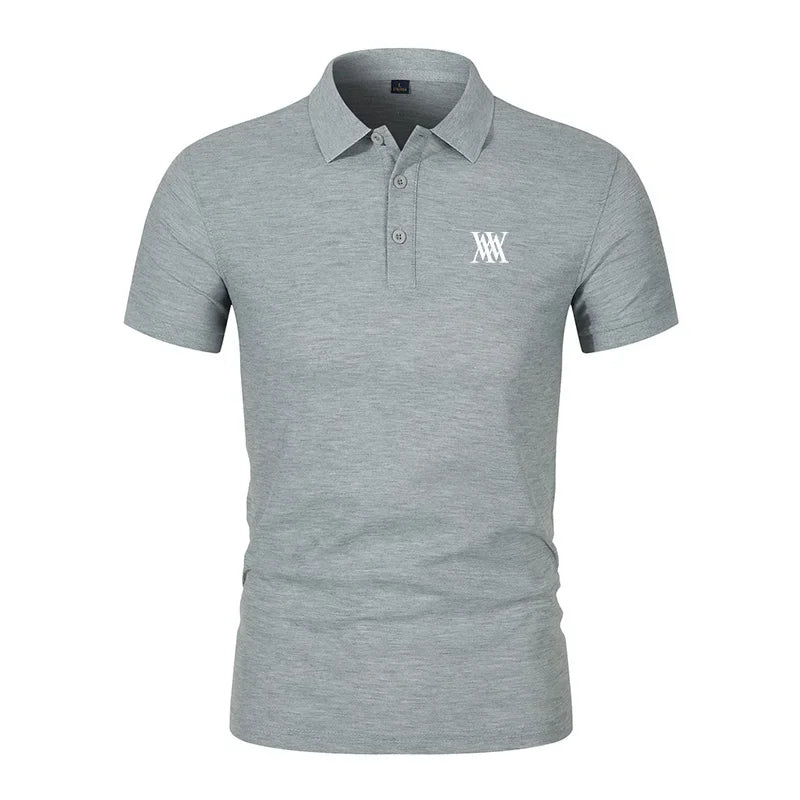 Men's Golf T-shirt Business Casual Short Sleeved Polo Collar, Summer Simple and Fashionable Printed T-shirt Top