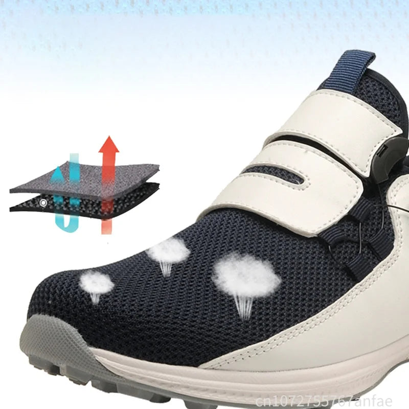 Men's Golf Shoes Summer Mesh Rotating Buckle Lightweight Breathable Women Sports Shoes