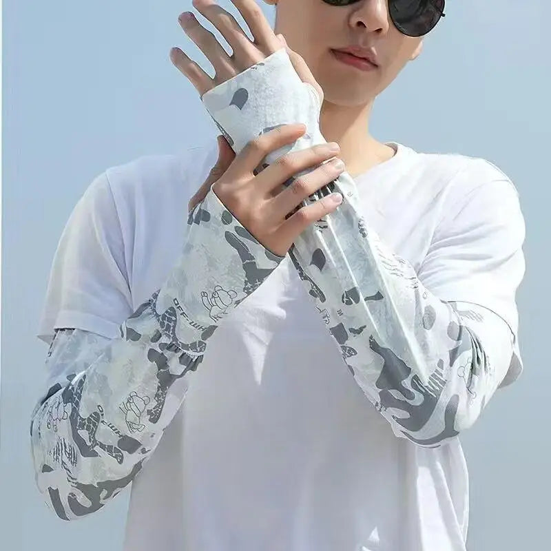 Loose Arm Sleeves Men Women Cooling Fishing Summer Driving Breathable Cycling UV Protection Oversized Sun Sleeves
