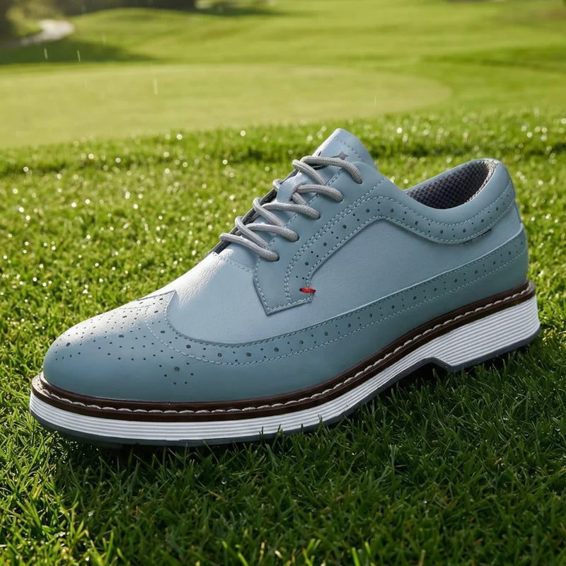 Men's Waterproof Golf Shoes Outdoor Professional Golf Shoes High-Quality Lace-Up Leather Walking Shoes
