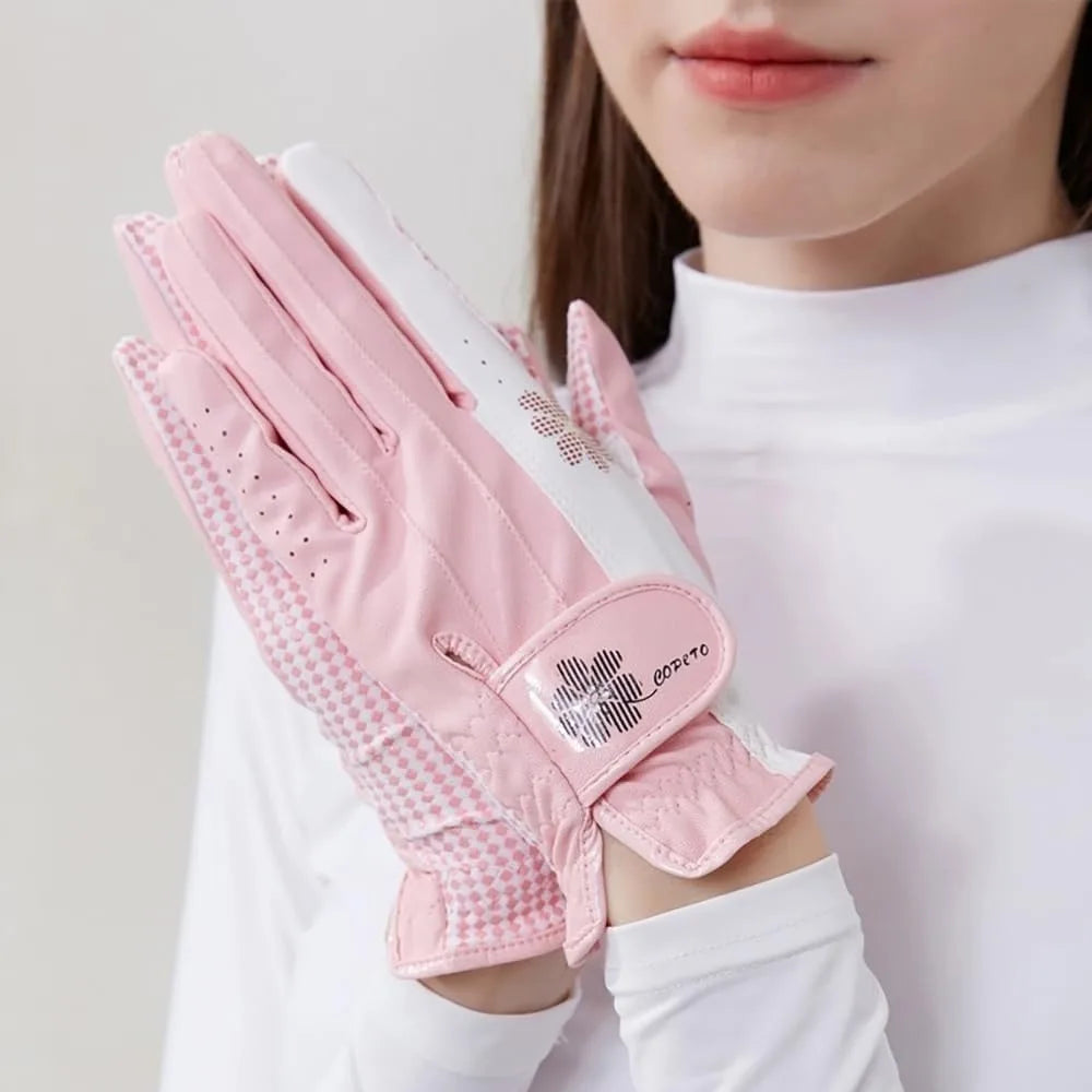 A Pair Anti-slip Golf Gloves Breathable Enhanced Grip Ladies Golf Gloves Comfortable Soft Flex Golf Accessories Gift for Golfers