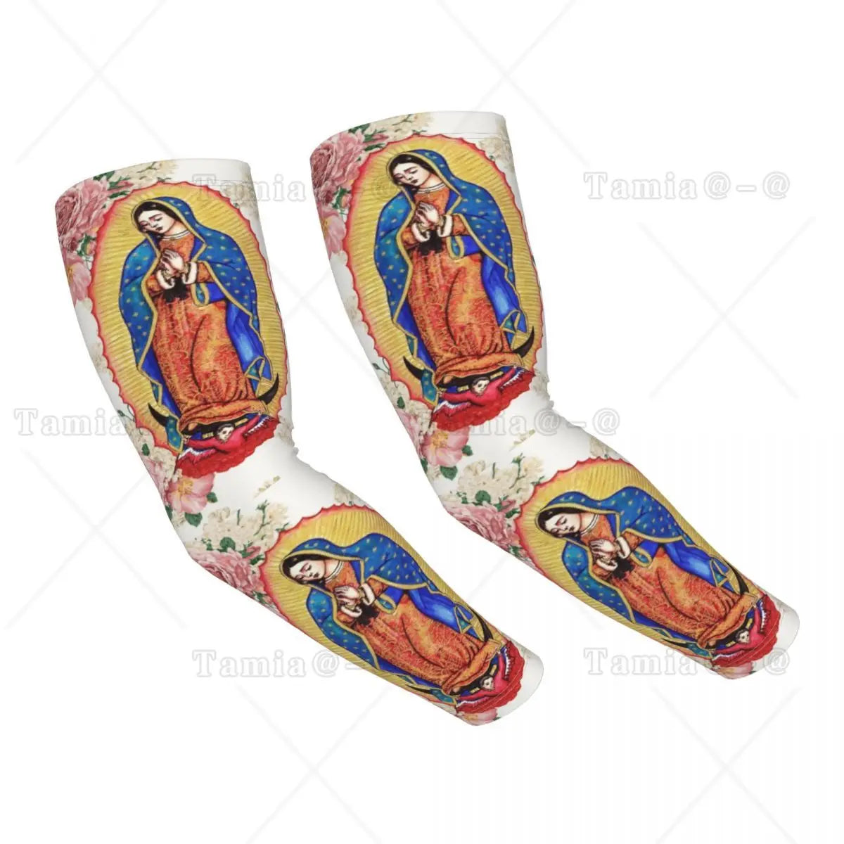 Our Lady Of Guadalupe Cooling Arm Sleeves for Men Women Catholic Virgin Mary Sports Running Tattoo Cover Up