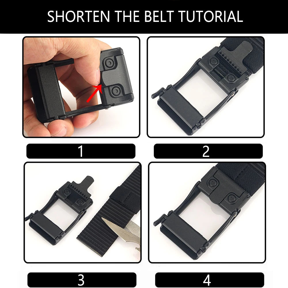TUSHI New Golf Sports Belt for Men Tactical Belt Metal Automatic Buckle Tough Nylon Men Military Belt 120-150CM Big Size Belts