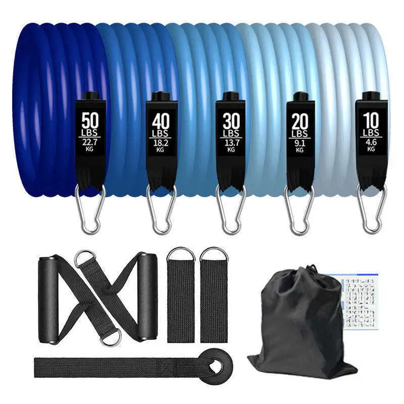 Hot New Fitness Resistance Belt Set Yoga 5-Tube Fitness Belt Home Fitness Belt Door Anchor Handle Ankle Belt Fitness Equipment ﻿