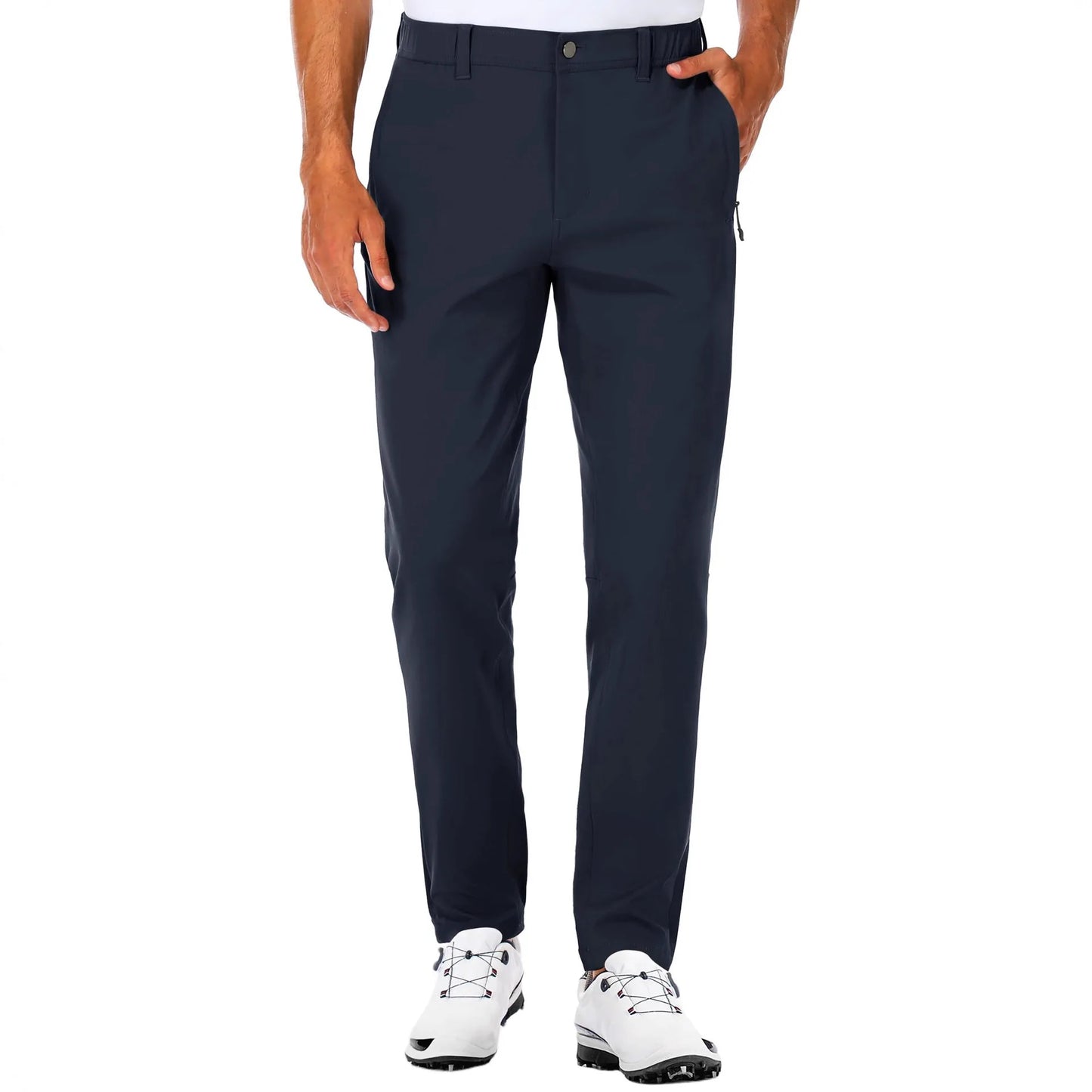 Men's Slim Fit Golf Pants Elastic Slim Fit Tapered Lightweight Hiking Pants Casual Pants with Pockets Outdoor Golf Trousers