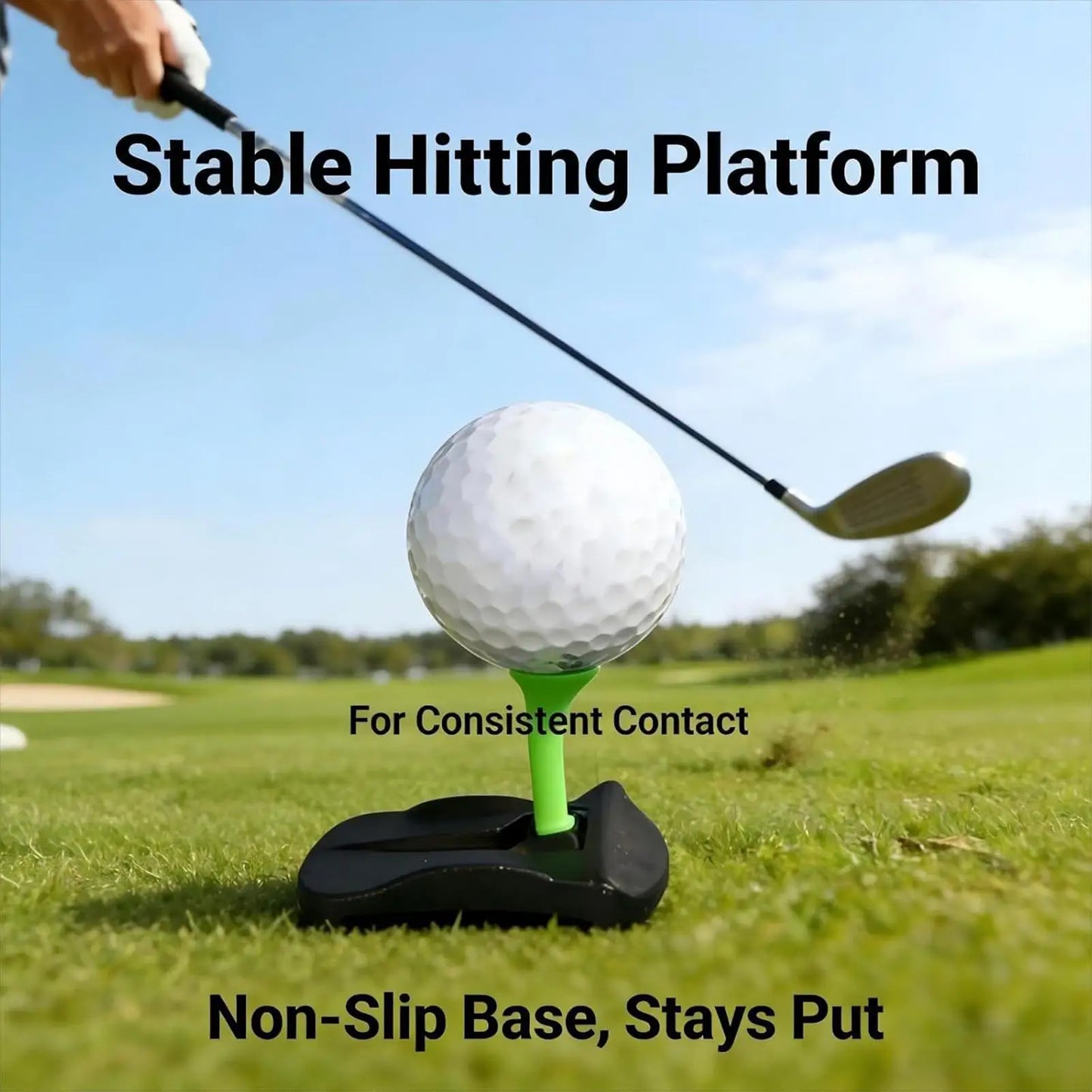 Golf Tee Base Holder 5 Pre Cut Simulator Tees Driving Range Hitting Mat Training Aid for Home Practice Golf Game Accessories